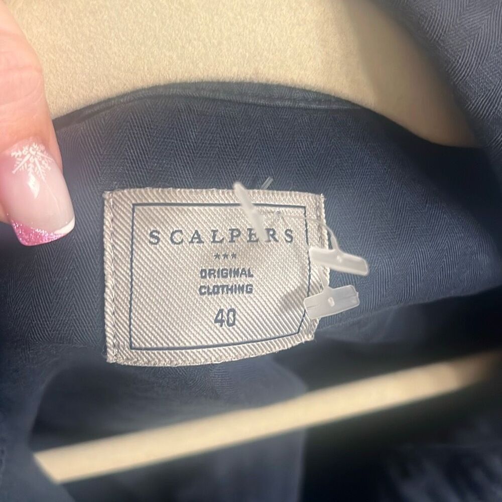 ✨Scalpers Linen Blend Button Down Navy Sz 40 Jacket✨ - Picture 4 of 7